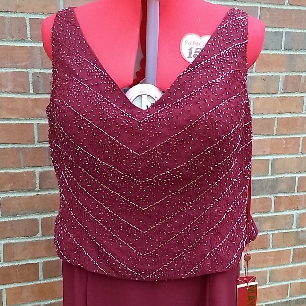 NWT 3XL May Queen faux 2pc chiffon dress w jacket - Picture 2 of 7